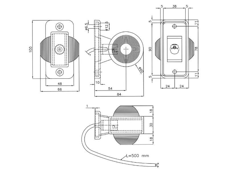 LED Sidomarkeringsljus med Gummiarm 10x10-LED Vit/Röd 10-30V E-godkänd - Bild 2
