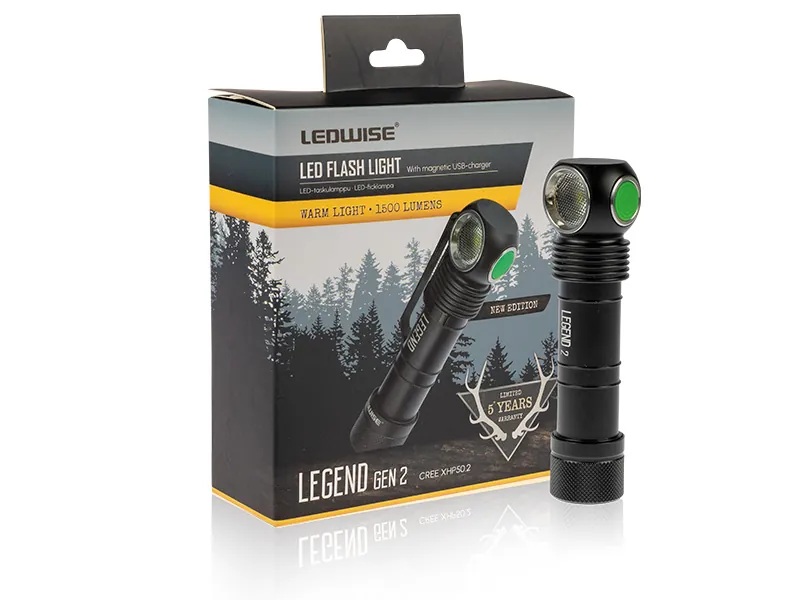 LEDWISE LEGEND WARM GEN 2 Uppladdningsbar Ficklampa 1500 Lumen 4000K - Ledextraljus.eu