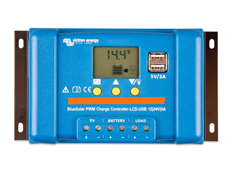 Victron Energy BlueSolar PWM-LCD&USB 12/24V 5A Solcellsregulator - Ledextraljus.eu