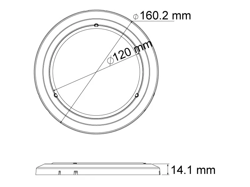 LED-kupébelysning rund med strömbrytare 12-24V, ø 160 mm - Bild 4