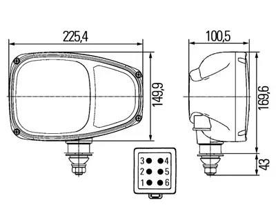 HELLA Combi 220 Framljus Höger 24V H7/H3 med Glödlampor - Bild 2