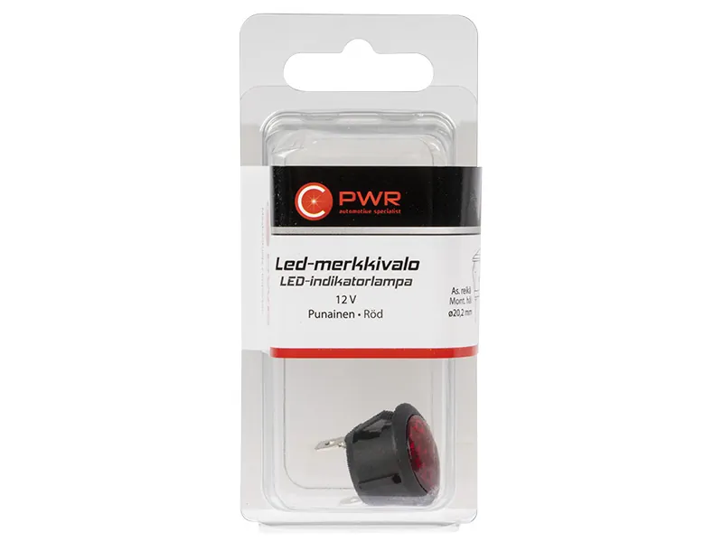 C-PWR LED-kontrollampa röd 12V för 20 mm hål - Bild 5