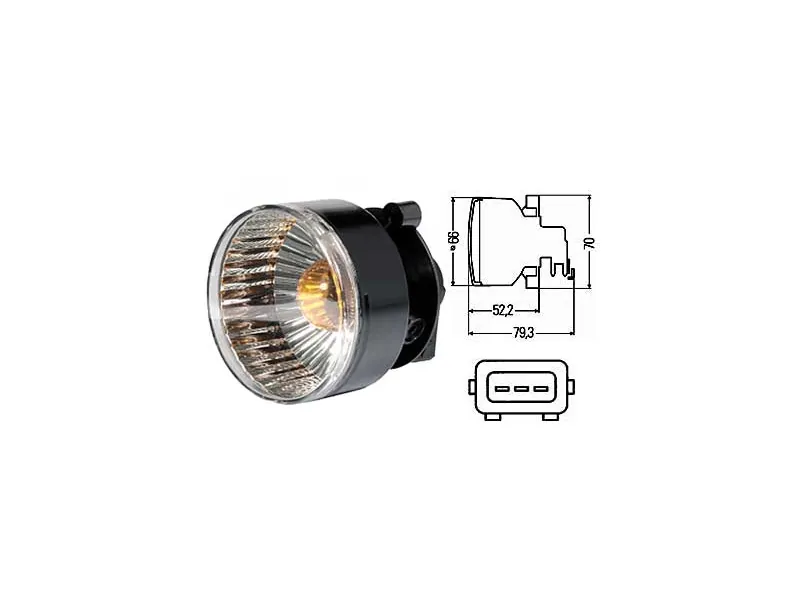 Hella infällt främre signalljus klart ø 66 mm, BA15s