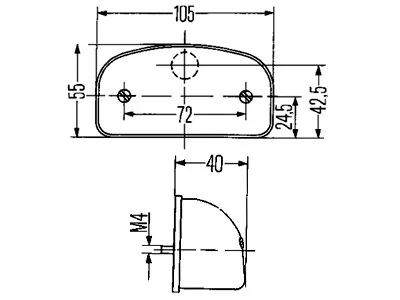 Hella Skyltbelysning Svart Låg Profil 105x55x40mm - SV8.5 Sockel - Bild 2