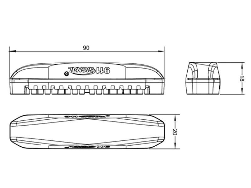 LED Varningsljus Horisontell 12-24V Bärnstensgul 6x Power LED med 19 Blinkmönster - Bild 2