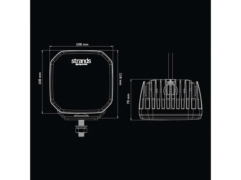 Strands FOR9T NO-GLARE Arbetsbelysning 7200lm 10-48V med Röd och Gul Positionsljus - Bild 8